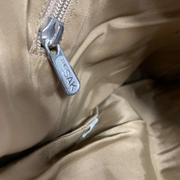 Beautiful The SAK Brown Nylon Crochet Slouchy Shoulder Bag Leather Strap/Trim - Picture 13 of 16